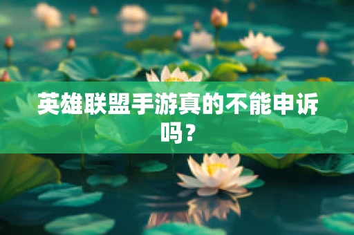 英雄联盟手游真的不能申诉吗？